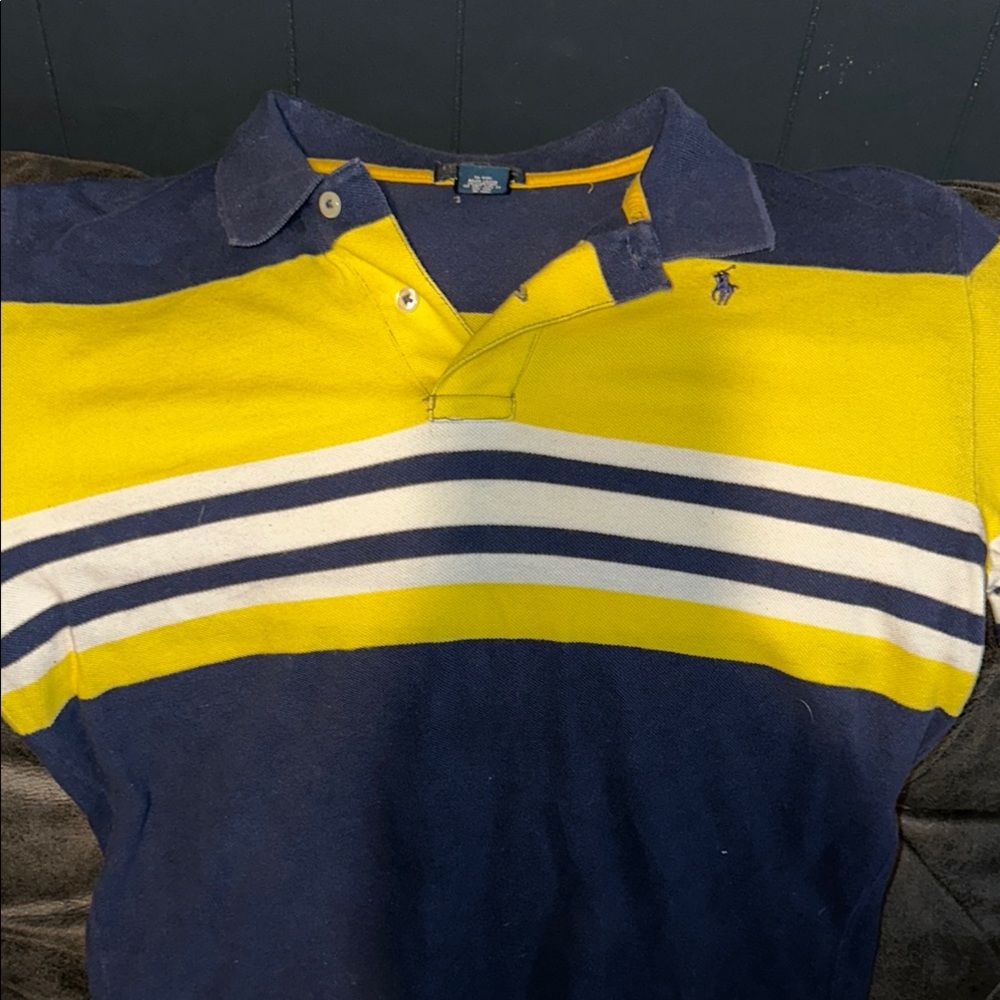 Yellow and Blue Striped Polo Shirt